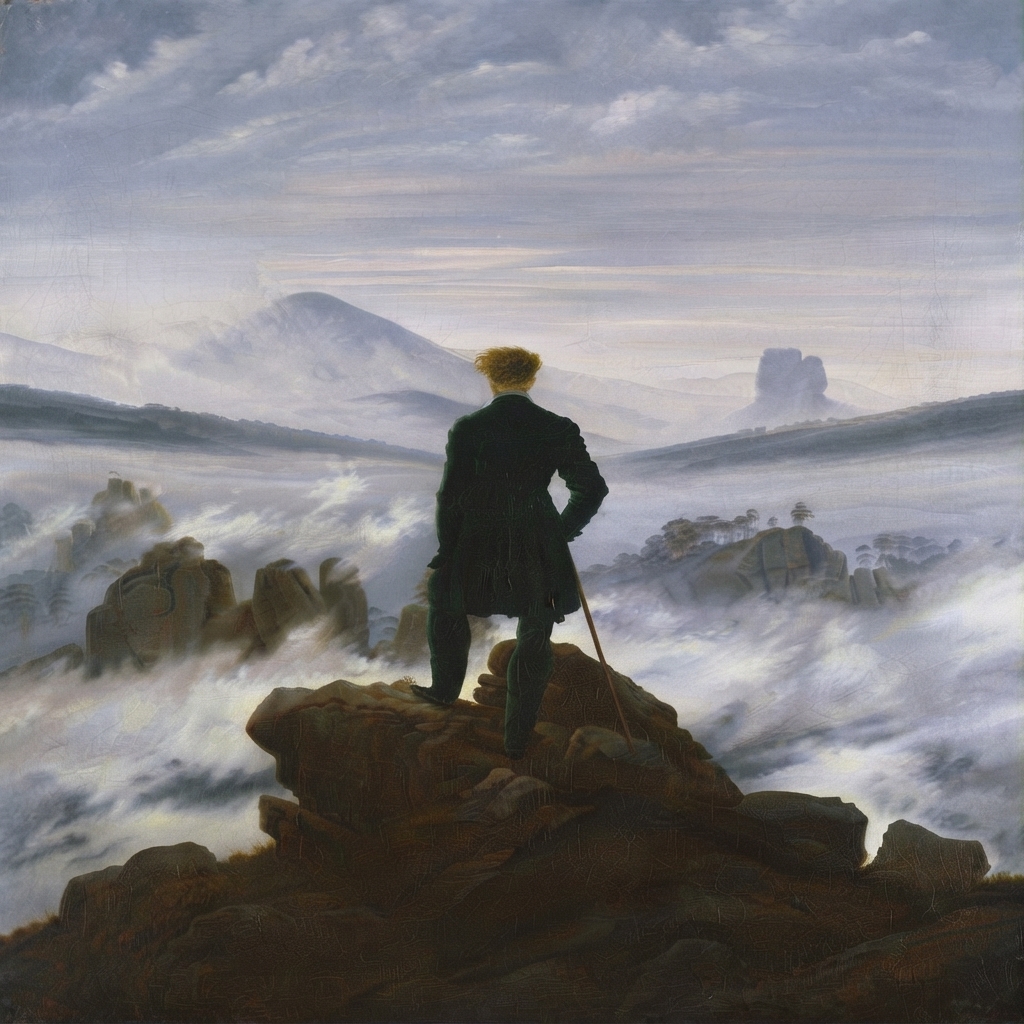 O Caminhante sobre o Mar de Névoa de Caspar David Friedrich