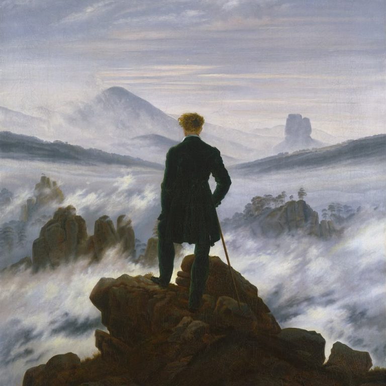 "O Caminhante sobre o Mar de Névoa", de Caspar David Friedrich.